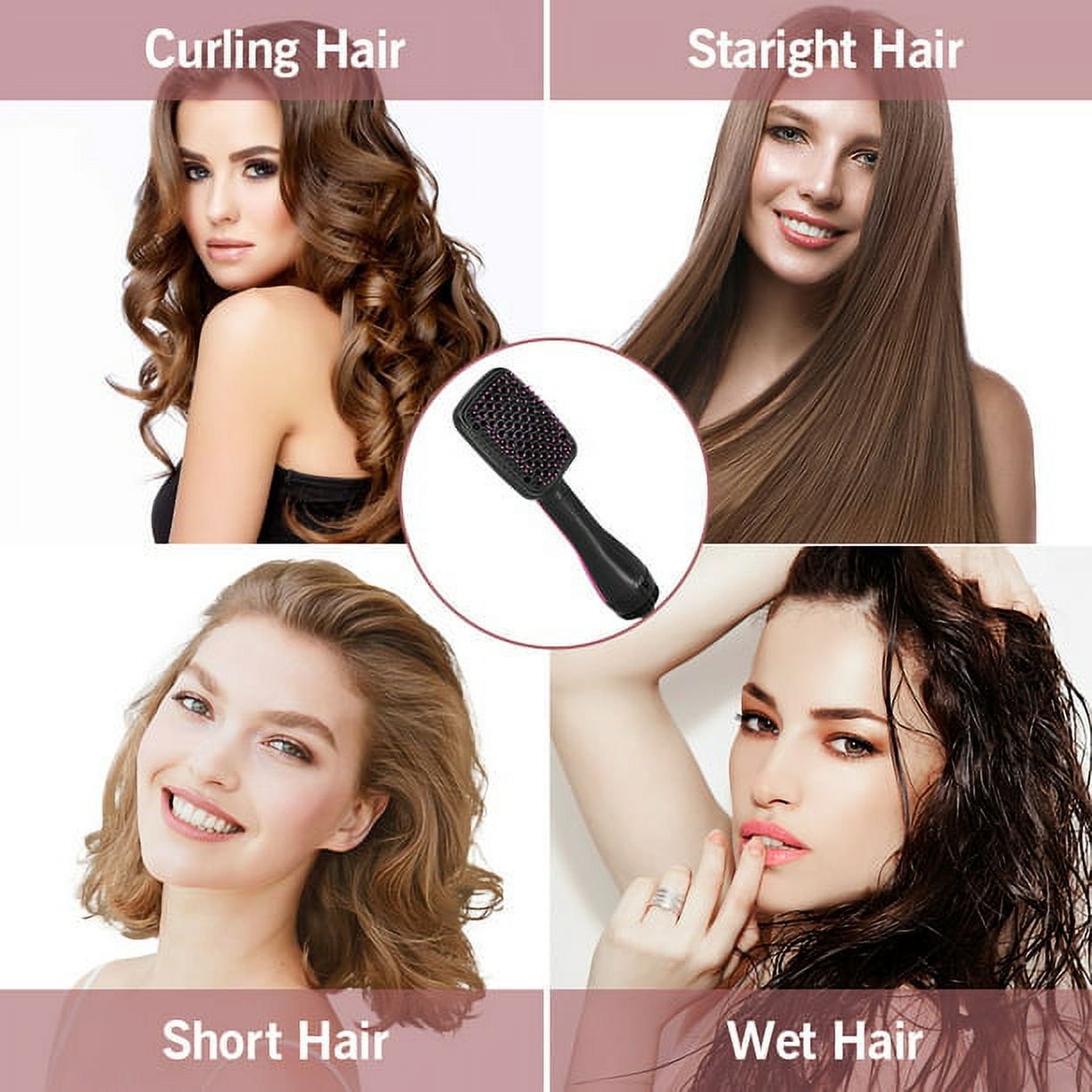 Hair Dryer and Straightener,Hair Dryer Brush,One-Step Hair Dryer and Styler,3 Speed Temperature Control - Straightener Brush for Salon-Quality Smooth,Straight Hair,More Shine and Less Frizz,Black