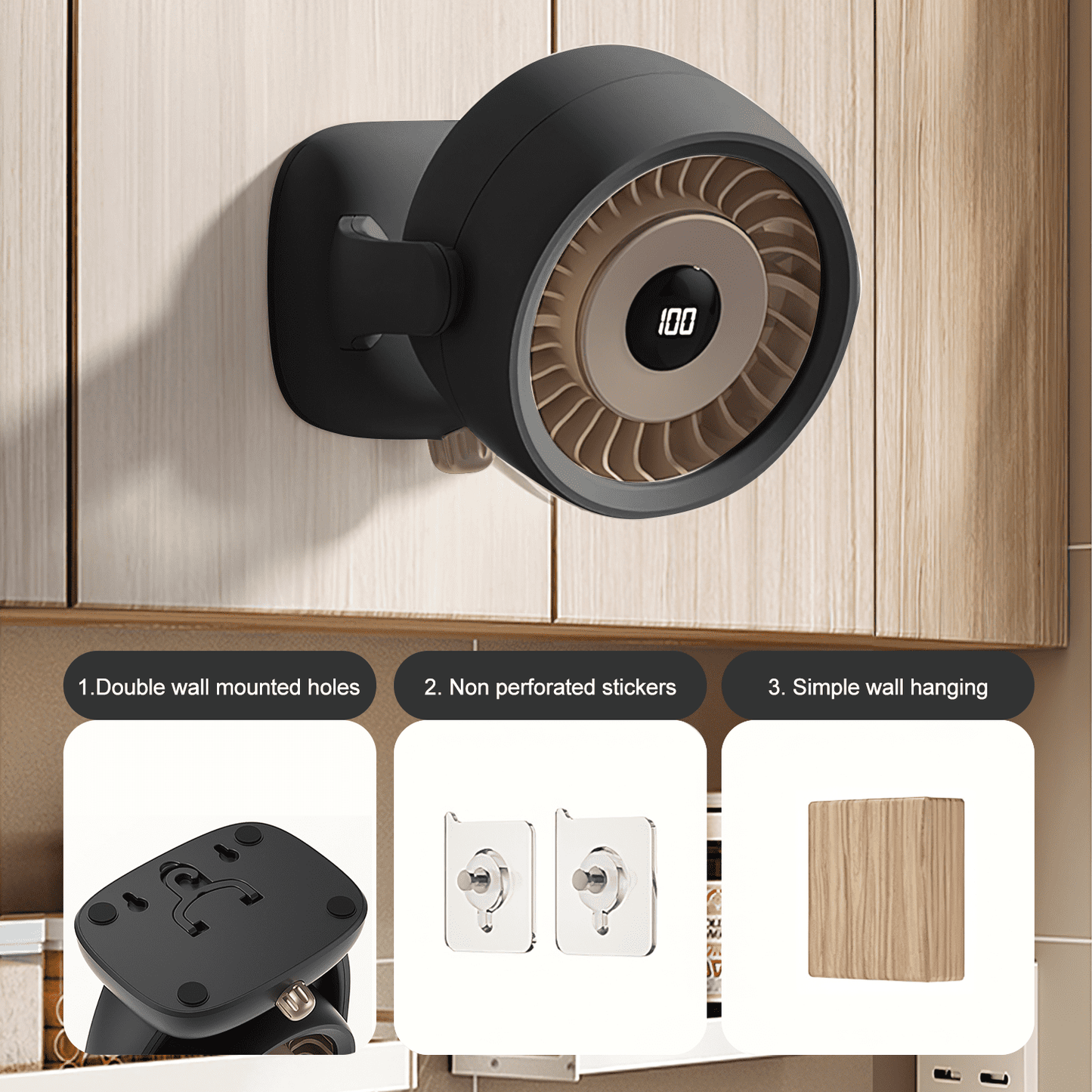 SPORTS JOY Desktop Fan, 100 Speed Air Circulator Fan with 135-Degree Tilt Head, 8000mAh Desk Fan for Bedroom, Home and Office (Black)