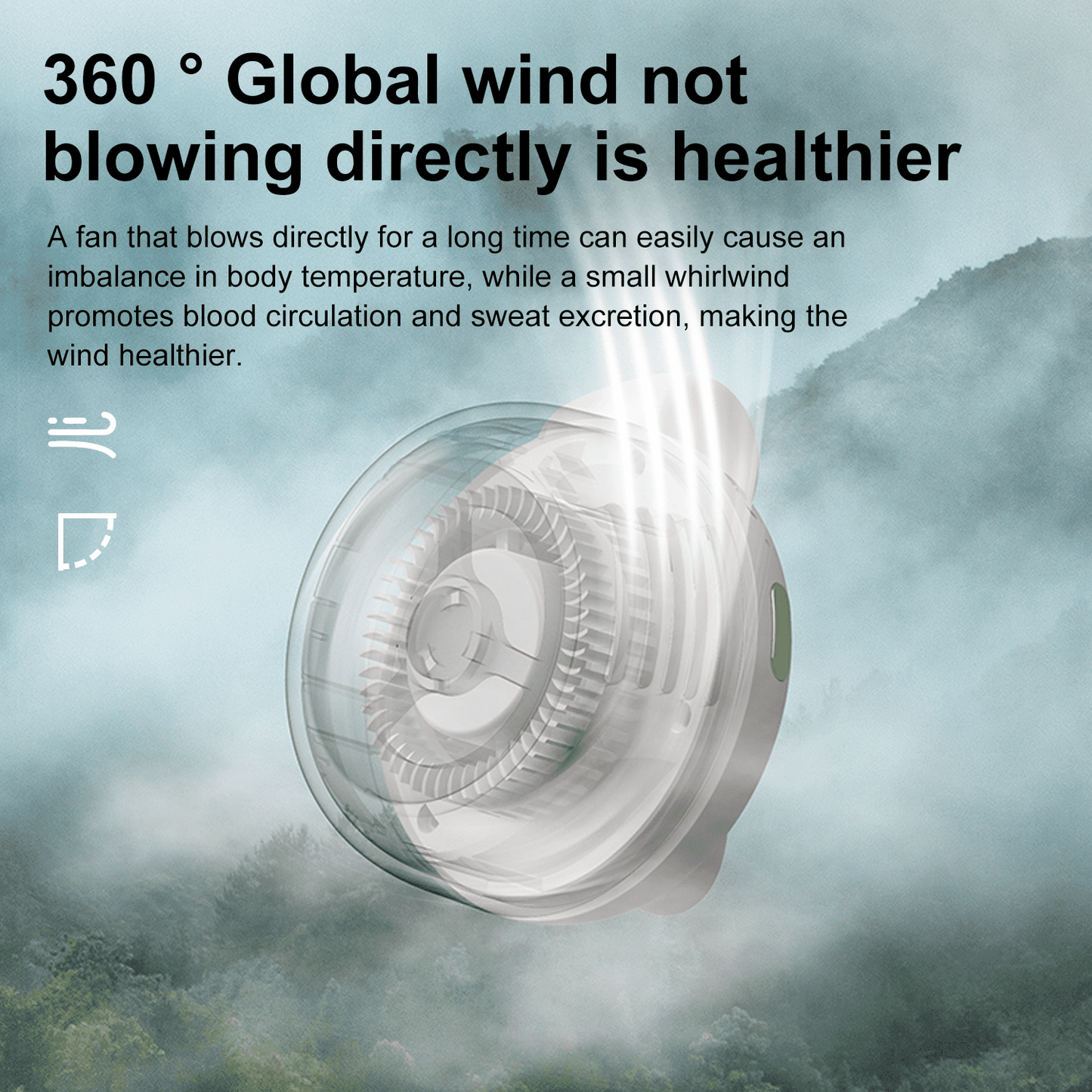 SPORTS JOY Whirlwind Cooling Fan, 2 in 1 Clip Waist Neck Fan, 3 Speeds USB Rechargeable Bladeless Electric Fan, 360° Rotation Personal Shirt Fan for Office, Gym, Travel, Camping, Gift (Milky White)