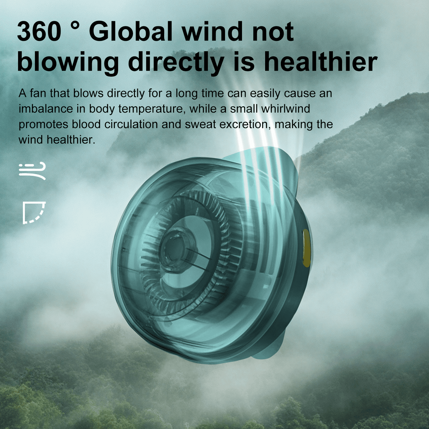 SPORTS JOY Whirlwind Cooling Fan, 2 in 1 Clip Waist Neck Fan, 3 Speeds USB Rechargeable Bladeless Electric Fan, 360° Rotation Personal Shirt Fan for Office, Gym, Travel, Camping, Gift (Green)