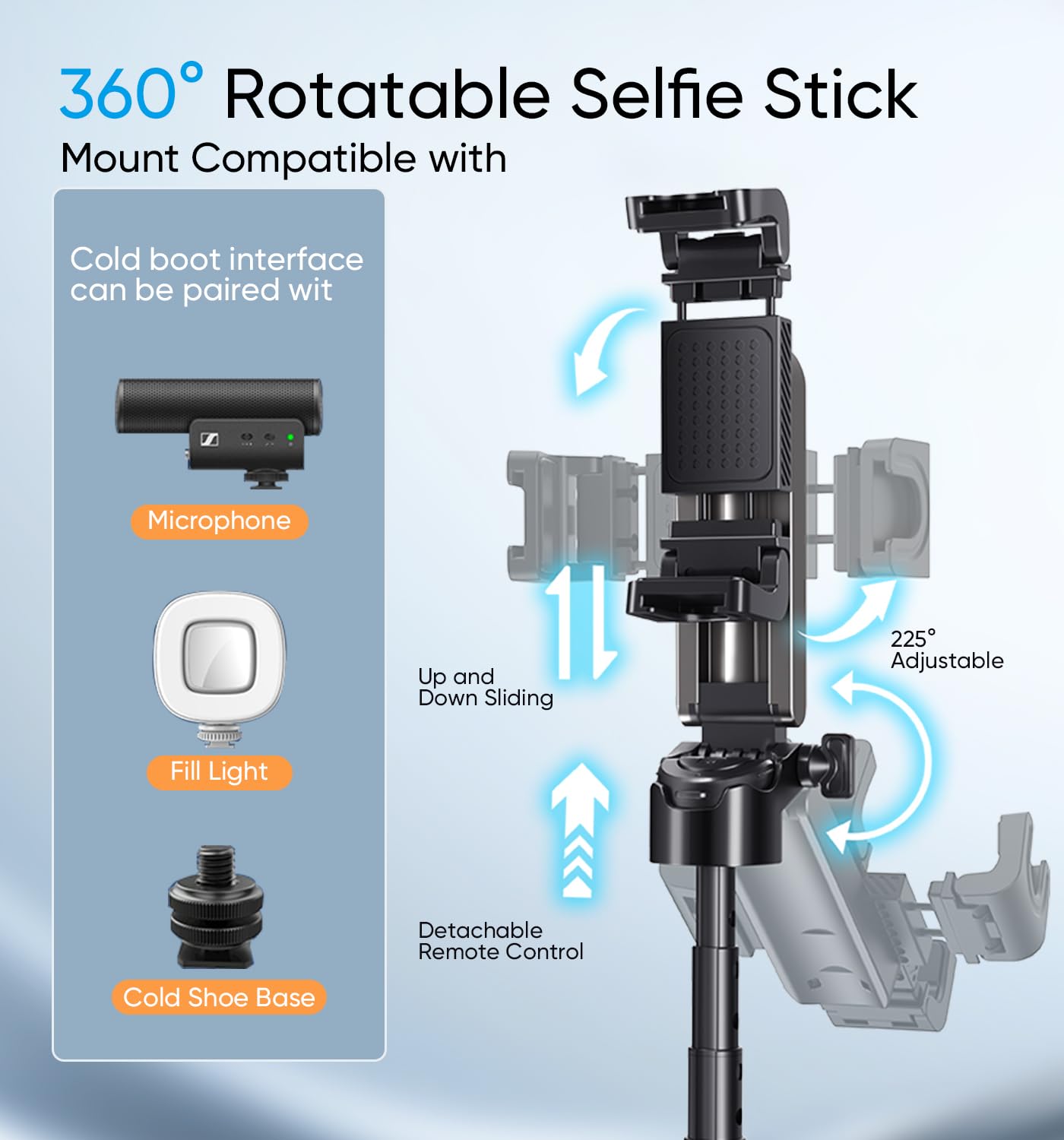 PUCACHI 3-in-1 Selfie Stick Tripod with Detachable Bluetooth Remote - Universal Phone/Camera Mount for iPhone, Samsung, Live Streaming, Vlogging - Compact Travel Accessories (Pocket Size)