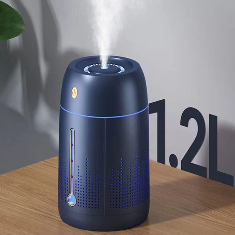 Humidifier for Room, Bass Home Humidifier, Essential Oil Diffuser with 7 Colors Night Light, Easy Clean, 1.2L Large Capacity Air Humidifier for Bedroom, Desk and Office Blue