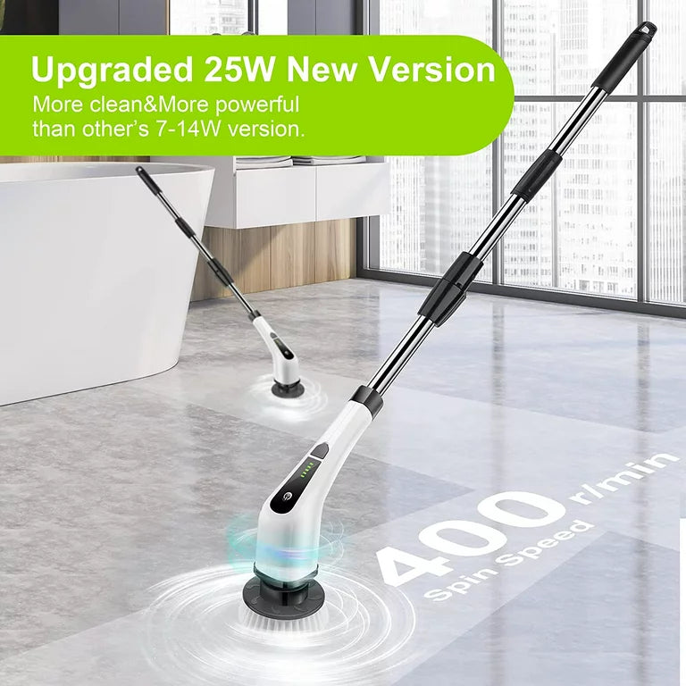 HOOFUN Electric Spin Scrubber, Cordless Bath Tub Power Scrubber with Long Handle & 7 Replaceable Heads, Detachable as Short Handle, Shower Cleaning Brush Household Tools for Bathroom & Tile Floor