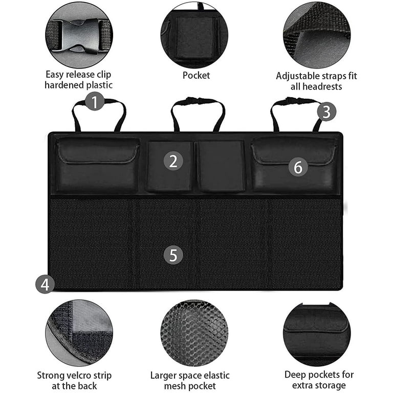 HOOFUN Car Hanging Trunk Organizer, Hanging Car Backseat Organizer with 8 Large Storage Bag Super Large Capacity, Waterproof Trunk Storage Bag for SUV Car