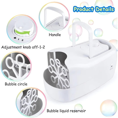 Bubble Machine for Kids, 2 Speeds & 10000+ Bubbles per Minute, Bubble Blower for Toddlers with 3 Wands, Professional Automatic Bubble Machine for Parties