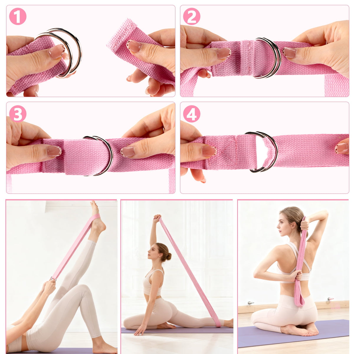 Merryhome 5‑in‑1 Pilates Ring Set – 15" Pilates Ring, 9.8" Mini Ball, 70" Stretch Strap, Resistance Band, NBR Material, Home Workout Kit for Women