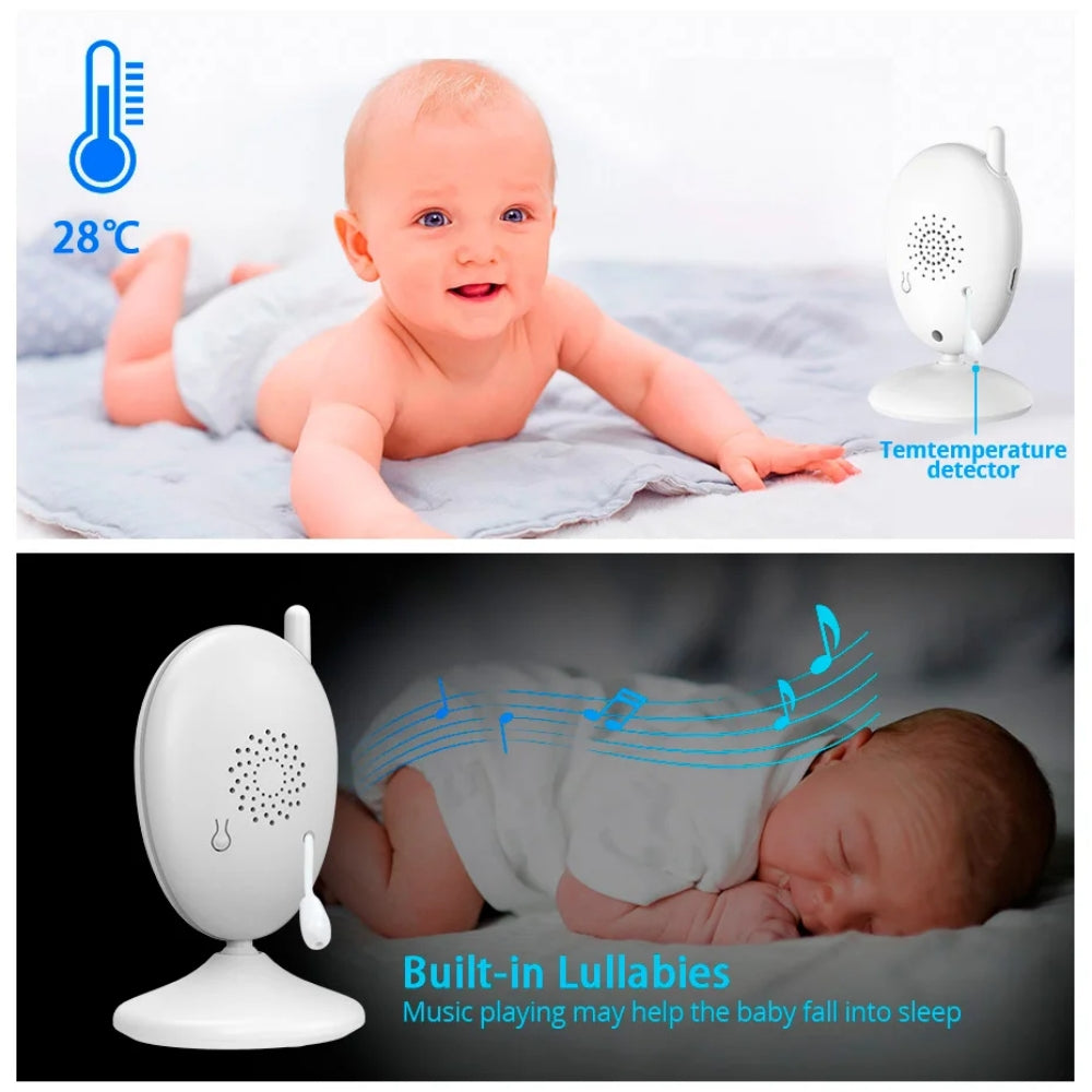 Video Baby Monitor with Camera, Auto Night Vision VOX Auto Wake-up Mode 2-Way Intercom Talk Temperature Sensor and Lullabies with 2.4 GHz Wireless Transmission Technology