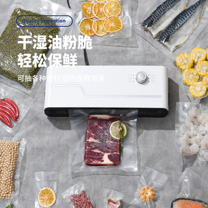 Food Vacuum Sealer, Food Saver Vacuum Machine, with 15pcs Vacuum Seal Bags, Dry & Moist Food Modes, Quick Seal, Easy to Clean, Compact Design