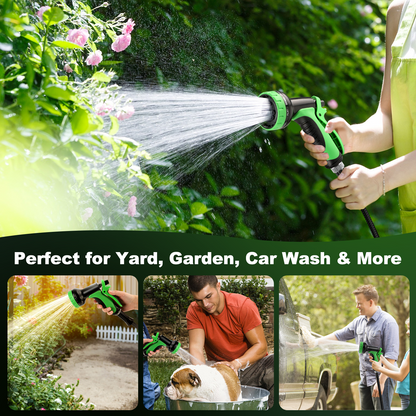 Garden Hose 25FT Non-Expandable Lightweight Water Hose with 10-Function Spray Nozzle, Kink-Free Leak-Proof Hose for Yard Lawn Garden Car Wash