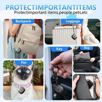 Bluetooth Tracker Tag 4-Pack – Smart Key Finder & Luggage Locator with Replaceable Battery, for Wallet, Suitcase, Car, Black