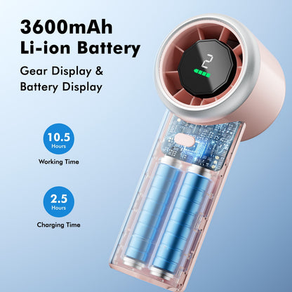Portable Handheld Fan, 4000mAh USB Rechargeable Mini Fan with 5 Speeds, Powerful Personal Cooling Fan, Small Pocket Fan for Travel, Office, Outdoor, Pink