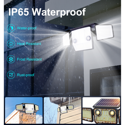 4pcs Solar Lights Outdoor - 248 LED 3000LM Waterproof Motion Sensor Security Lights with Wireless Remote Flood Lights for Patio Garage Yard Entryways