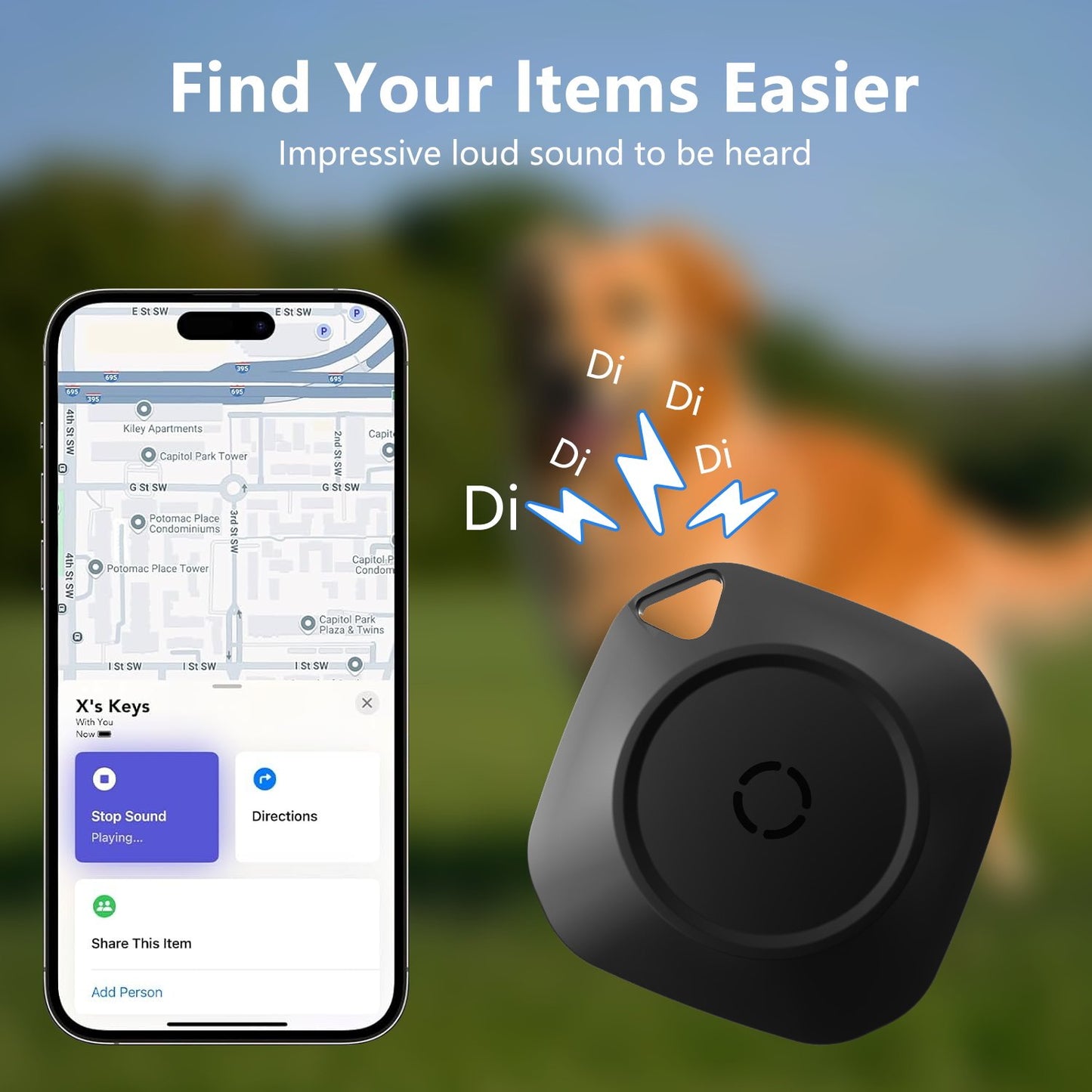 Bluetooth Tracker Tag 4-Pack – Smart Key Finder & Luggage Locator with Replaceable Battery, for Wallet, Suitcase, Car, Black
