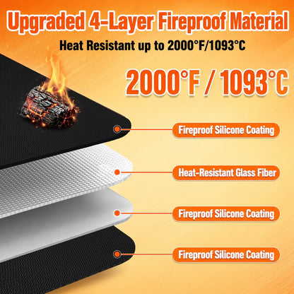 Henotian Fireproof Fireplace Mat 65x48 in Fire Resistant Hearth Rug for Wood Stove, Protect Floors Carpets Decks from Sparks Ashes and Heat