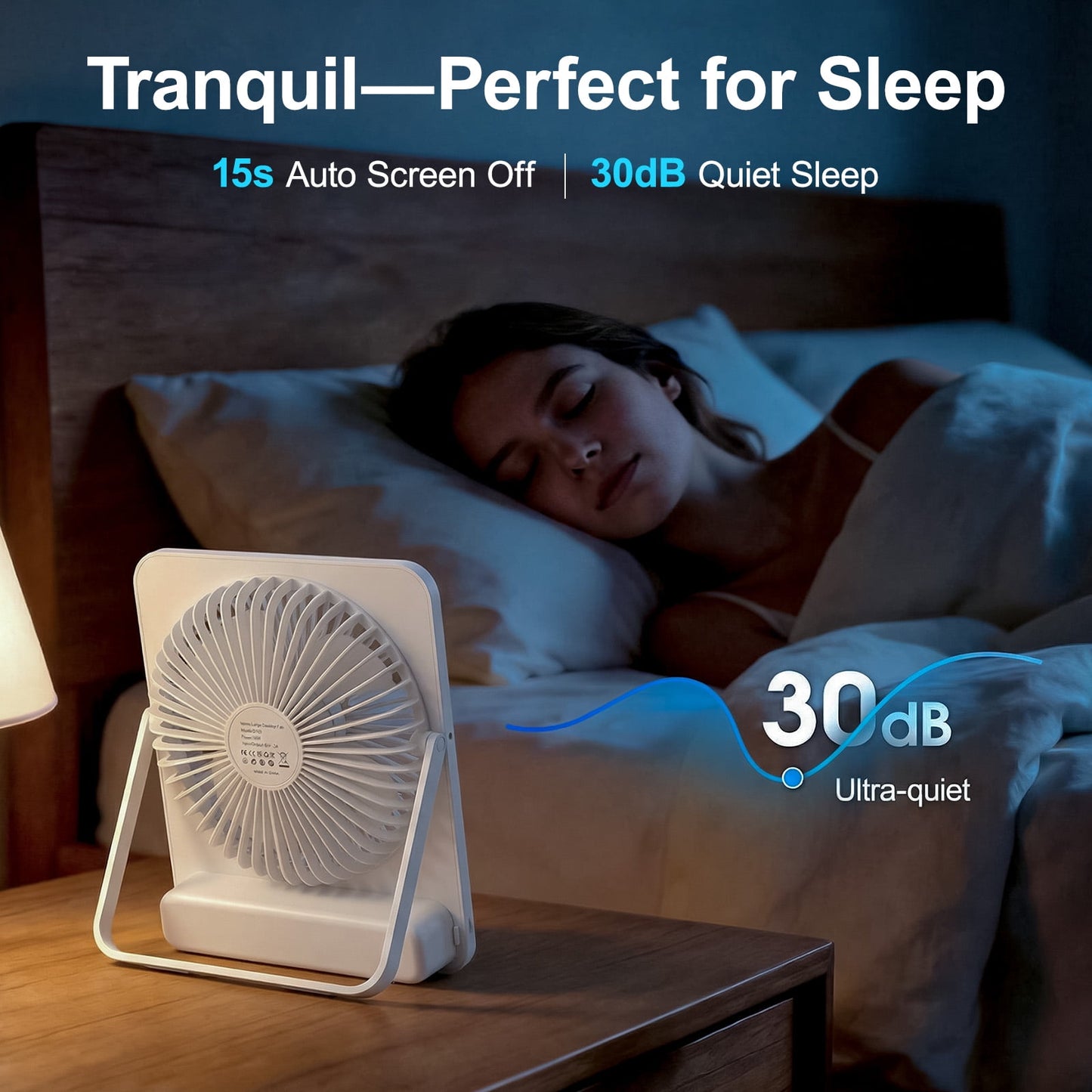 Large Desk Fan, 10000mAh Battery 40H Runtime Silent Rechargeable Fans, Quiet Personal Portable Cooler for Camping Bedroom Office Small Desktop fan