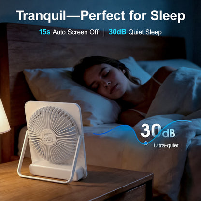 Large Desk Fan, 10000mAh Battery 40H Runtime Silent Rechargeable Fans, Quiet Personal Portable Cooler for Camping Bedroom Office Small Desktop fan