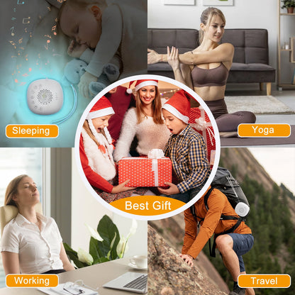White Noise Sound Machine Portable - 20 Soothing Sounds Timer Adjustable Volume with Soft Night Light for Adult Sleep, Home or Travel Use