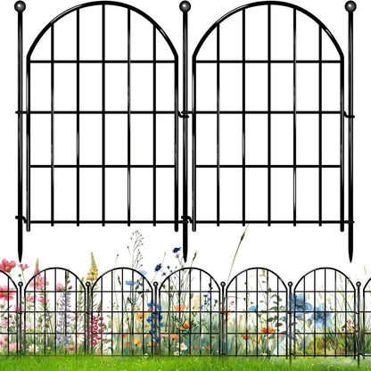 Garden Fence , 10 Pack Rustproof Metal No Dig Fence Animal Barrier for Dog, Arched Flower Bed Edging Ornamental Wire Border Panel Fencing for Yard Patio Outdoor Decor-B