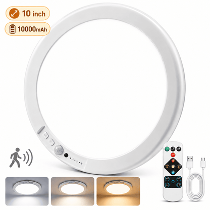 Henotian 10 inch Rechargeable Motion Sensor LED Ceiling Light, 10000mAh Battery Operated, Remote Control, Magnetic Mount for Closet, Pantry, Hallway