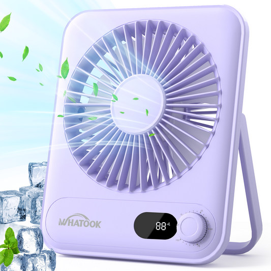 Desk Fan Rechargeable Portable Fan, 2000mAh 10 Hours Battery Operated Personal Silent Table Fan, 100 Speeds Desktop Fan for Bedroom Home Office Outdoor, Purple
