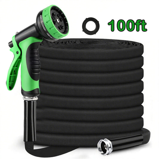 Garden Hose 100ft,Lightweight,Non-Expanding, Leak-Proof Metal interface, No-Knots, Portable, Wear-Resistant, Sturdy, Flexible, 3/4GHT, Water Hose for Yard, Garden