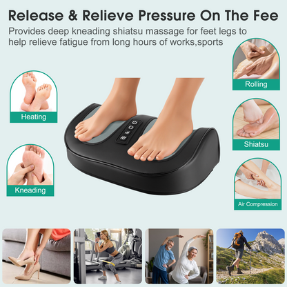 Foot Massager with Heat, Electric Kneading Plantar Fasciitis Treatment Machine, Circulation and Pain Relief for Foot and Calf Massage, Gifts for Dad, Mom and Lover
