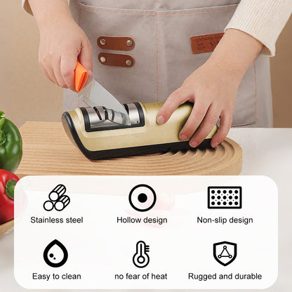 Merryhome Electric Knife Sharpener,2-Stage High-speed Knife Sharpener - USB Charging Automatic Kitchen Gadget for Sharpening Knives,Kitchen Accessories(Gold)