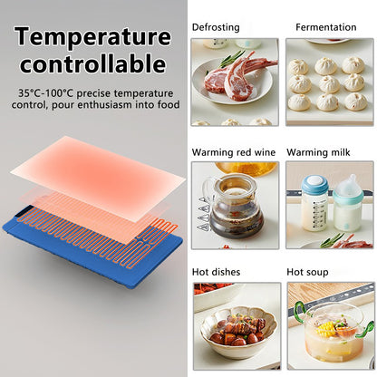 Food Warming Mat with 10 Level Temperature,Warming Mat for Food,Fast Heating Silicone Electric Warming Tray for Party,Family Dinner,Residential,Commercial,Travel（Blue）