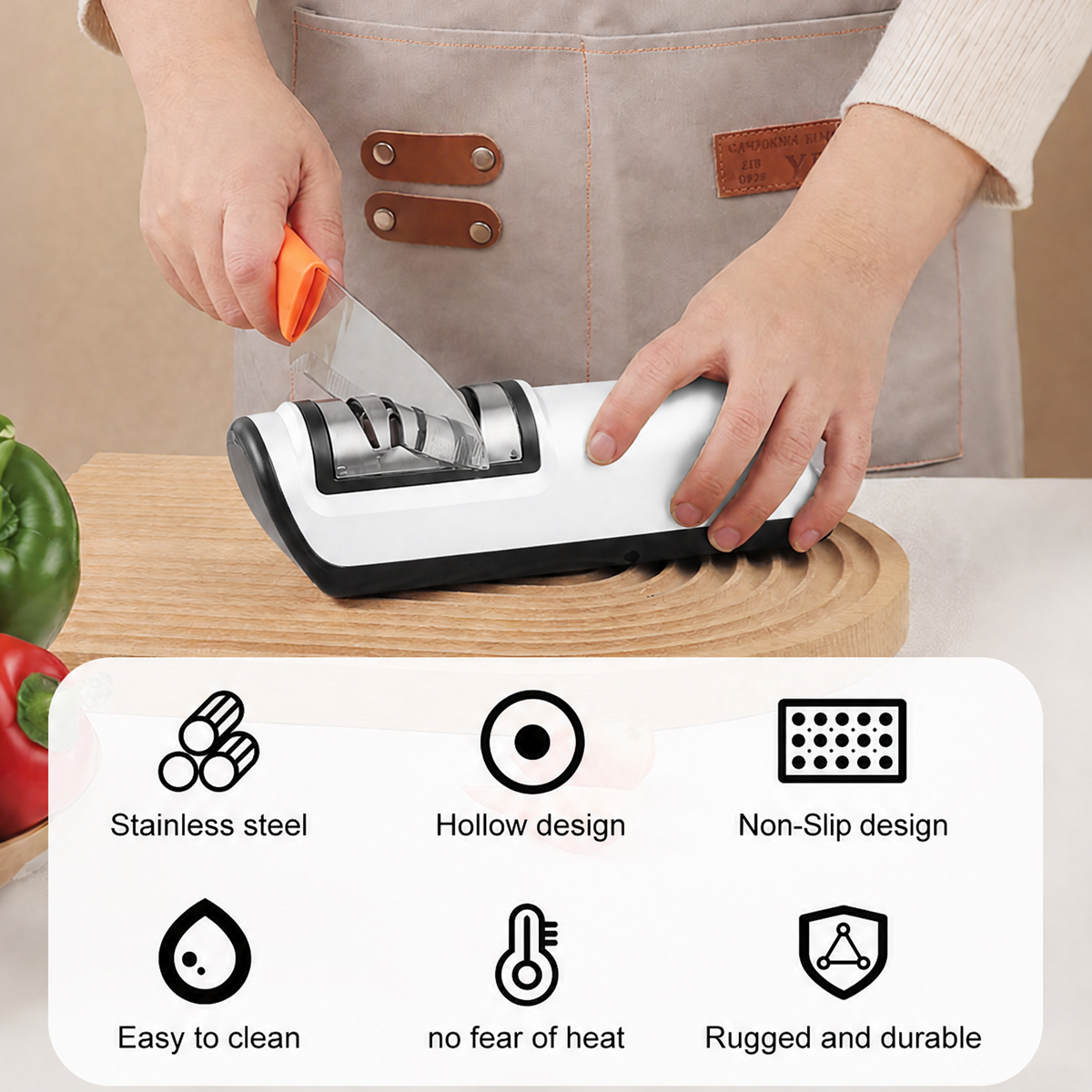 Merryhome 2026 Upgraded Electric Knife Sharpener,3-Stage High-speed Knife Sharpener - USB Charging Automatic Kitchen Gadget for Sharpening Knives,Kitchen Accessories(White)
