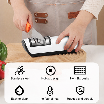 Merryhome 2026 Upgraded Electric Knife Sharpener,3-Stage High-speed Knife Sharpener - USB Charging Automatic Kitchen Gadget for Sharpening Knives,Kitchen Accessories(White)