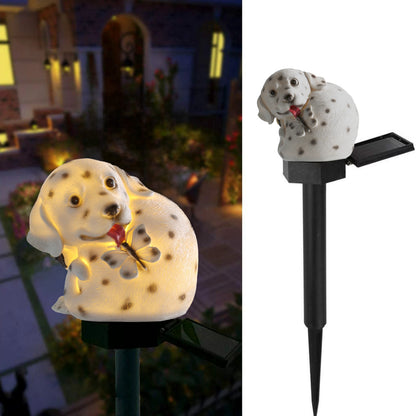 Garden Solar Lights Outdoor, Decorative Resin Dog Shaped Solar LED Lights with Stake for Garden, Patio, Yard, Lawn, Walkway Decoration