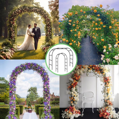 Merryhome Patio Garden Arch Trellis,Wedding Garden Arch,Metal Arch Frame,Pumpkin Archway Outdoor Garden Arbors and Arches for Halloween Christmas Birthday Party Wedding Decoration,7.87x4.6x1.24 Ft(Black)