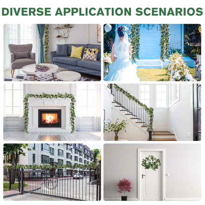 Merryhome 2Pcs 6Ft Artificial Eucalyptus Garland,Spring Garlands,Faux Eucalyptus Leaves Greenery Garland Vines for Table Wedding Centerpiece Arch Mantle Party Indoor Outdoor Decor,Green