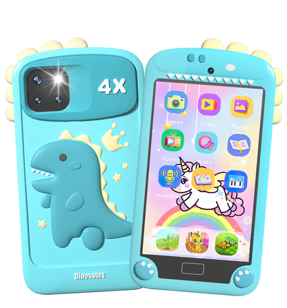 Hoofun Kids Smart Phone for Boys with 4.0" Large Touchscreen, 32G Card for Age 3-10 Kids Toys Cell Phone with Holographic Pyramid, Toddler Learning Toy, Dual Lens, Music Player