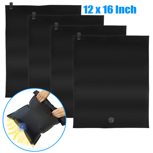 Henotian Compression Bags 4-Pack, Pump-Free Roll-Up Space Saver for Travel and Home Storage, 12"x16" Reusable Waterproof Bags for Clothes, Bedding, Dorm, Closet Organization