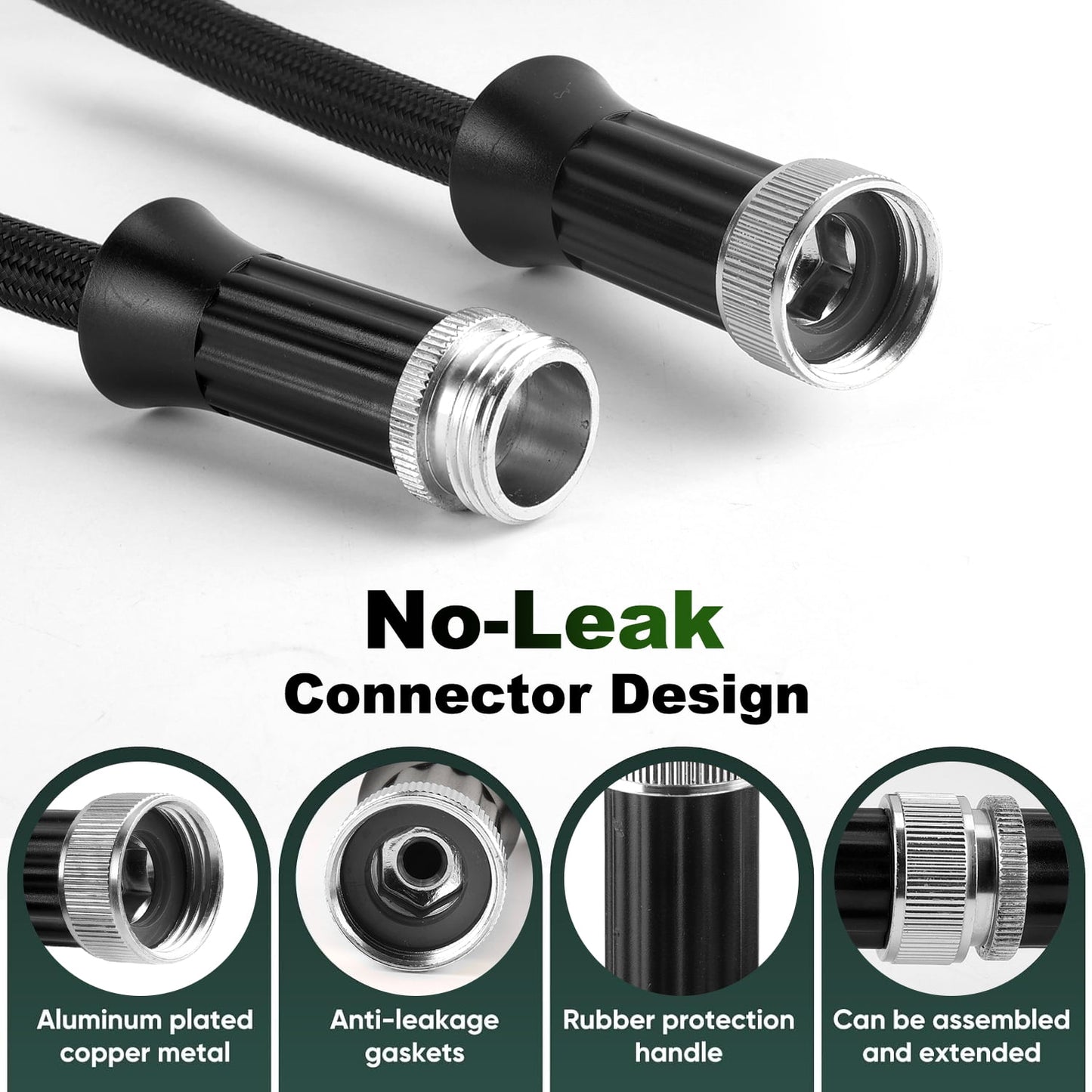 Garden Hose 25FT Non-Expandable Lightweight Water Hose with 10-Function Spray Nozzle, Kink-Free Leak-Proof Hose for Yard Lawn Garden Car Wash