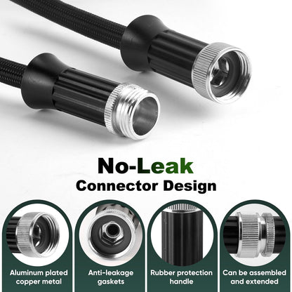 Garden Hose 25FT Non-Expandable Lightweight Water Hose with 10-Function Spray Nozzle, Kink-Free Leak-Proof Hose for Yard Lawn Garden Car Wash