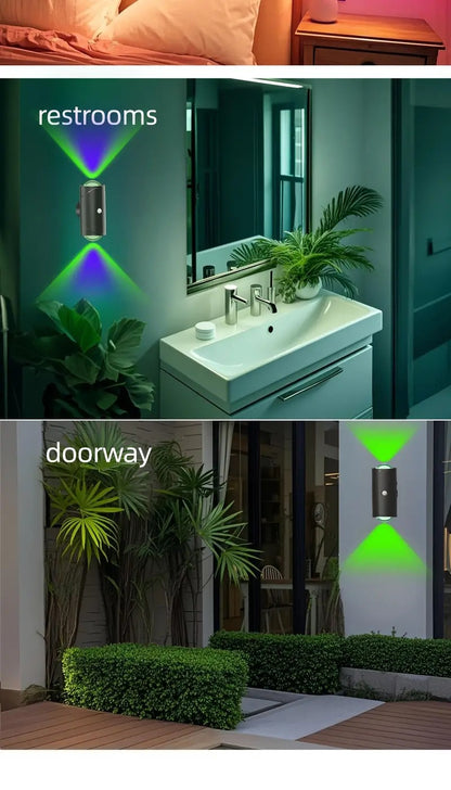 PUCACHI 2-Pack Rechargeable LED Night Light with Motion Sensor, RGB Color Changing & Dimmable Ambient Wall Light for Bedroom, Living Room, Hallway (7 Colors, Wireless, USB-C)