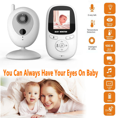 Video Baby Monitor with Camera, Auto Night Vision VOX Auto Wake-up Mode 2-Way Intercom Talk Temperature Sensor and Lullabies with 2.4 GHz Wireless Transmission Technology