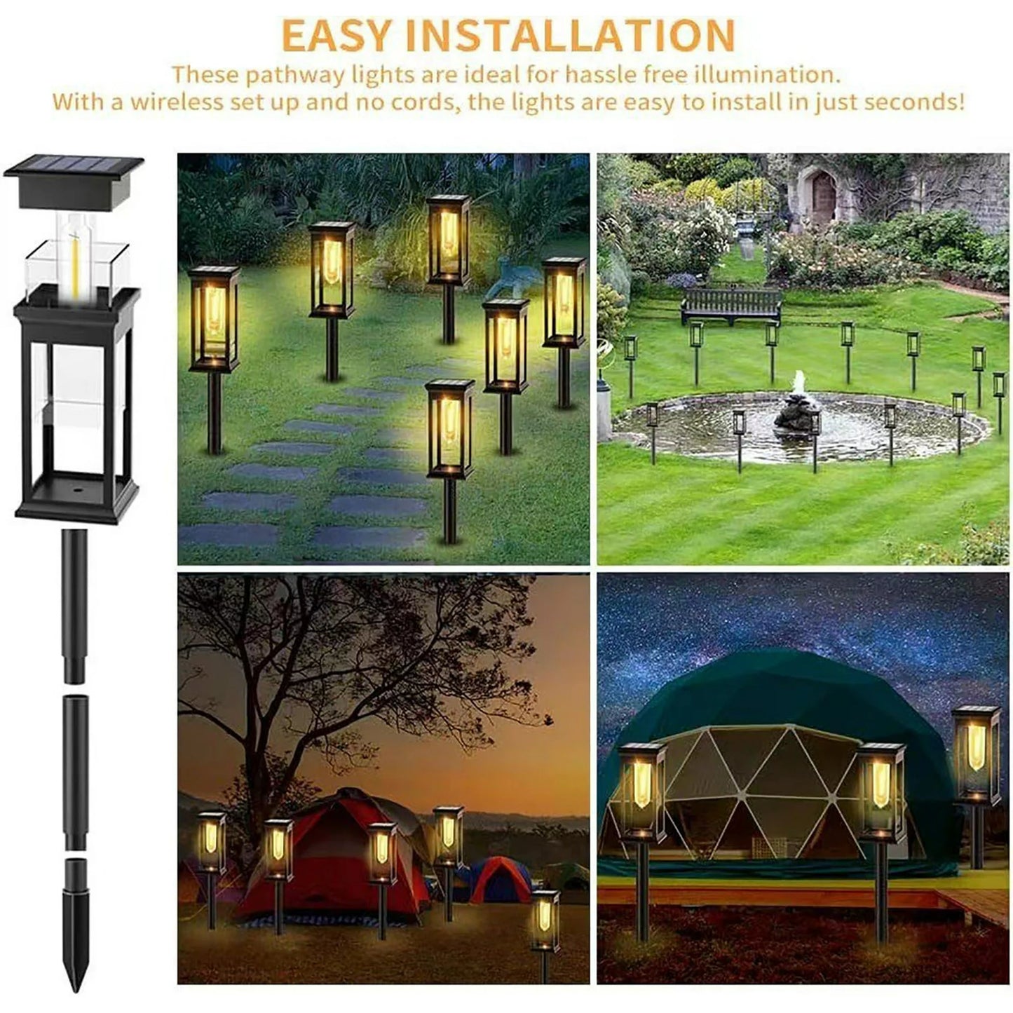 Kidsjoy Solar Pathway Lights Outdoor, 6 Pack Solar Outdoor Lights, IP65 Waterproof Auto On/Off Solar Garden Lights Solar Powered Landscape Path Lights for Yard Lawn Patio Walkway Driveway