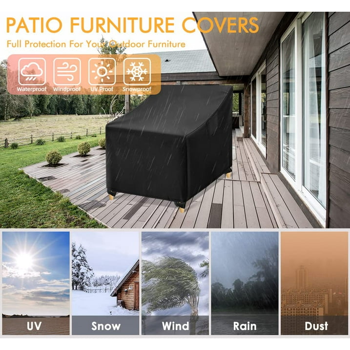 Patio Chair Covers, Lounge Deep Seat Cover, Heavy Duty and Waterproof Outdoor Lawn Patio Furniture Covers (2 Pack - Large)