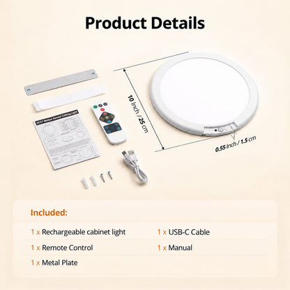 Henotian 10 inch Rechargeable Motion Sensor LED Ceiling Light, 10000mAh Battery Operated, Remote Control, Magnetic Mount for Closet, Pantry, Hallway