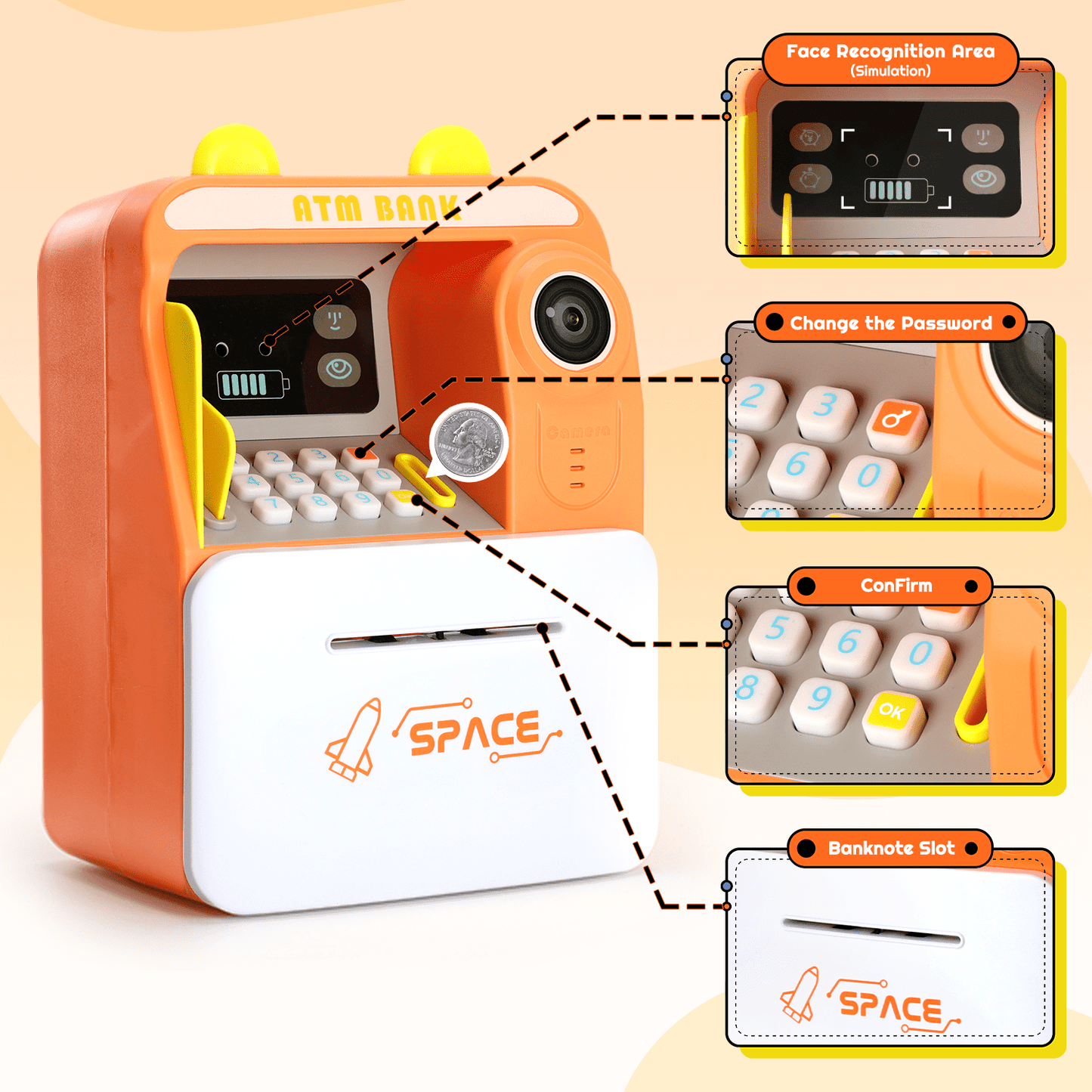 Kids Piggy Bank for Girls - Toys for 5-10 Year Old Girl Birthday Gifts - Electronic Piggy Bank ATM Machine Money Safe for Kids Toys Age 6-8-10