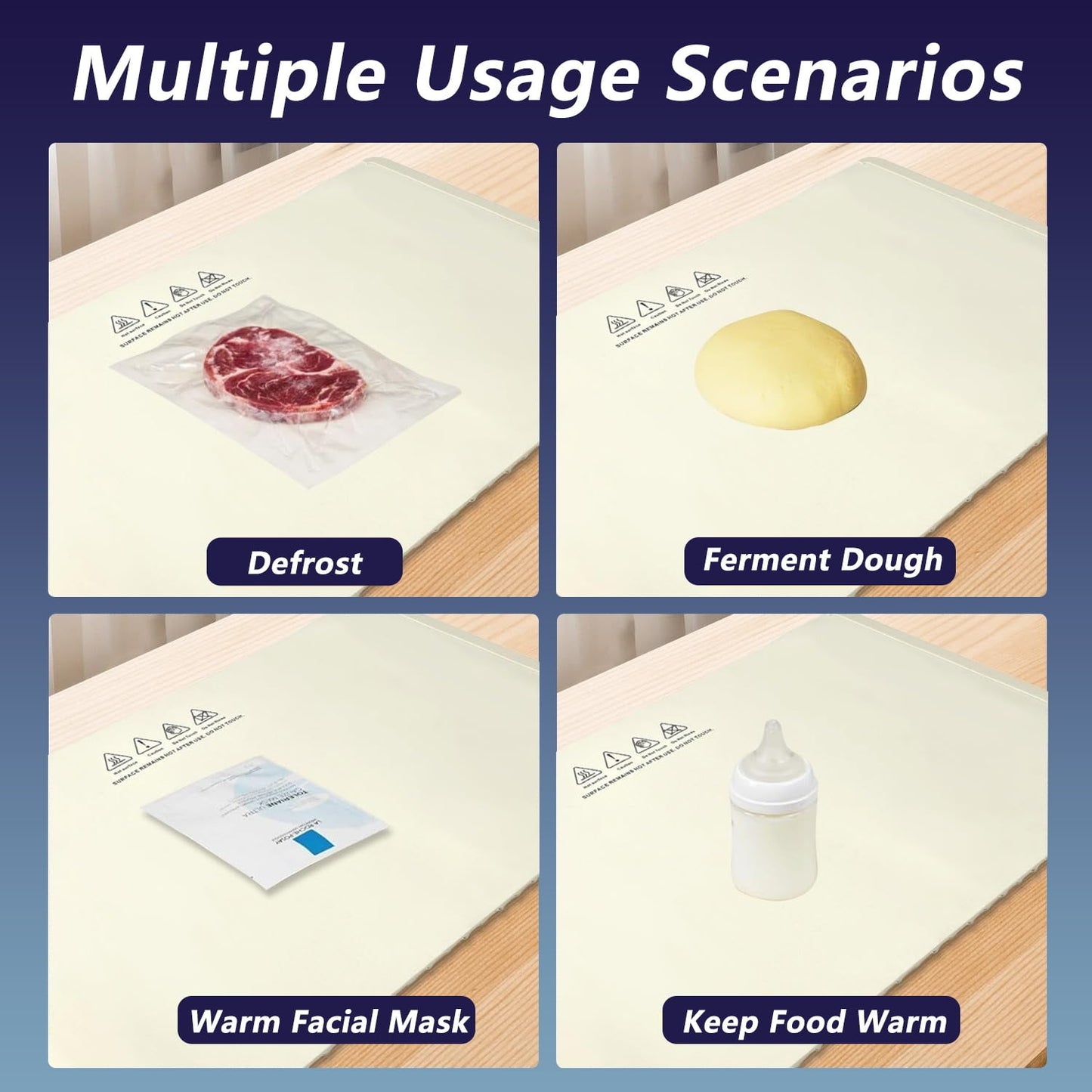 Food Warming Mat - Fast Heating Silicone Electric Warming Tray with 10 Level Temperature, Raised Feet Protects Table, Roll Up Buffet Hot Plates Heat Pad, Portable Food Warmer for Parties Home Travel