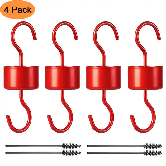 Kidsjoy Moat for Hummingbird Oriole Feeder: 4 Pack Hummingbird Feeder Accessory Hooks with 4 Clean Brushes,Ant Guard in Nectar Feeder for Outdoors(Red)