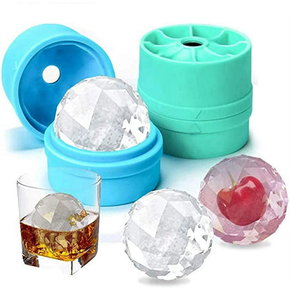 Kidsjoy Ice Maker,Ice Cube Trays, Diamond Ball Shape Ice Trays Food-grade Silicone Ice Cube Tray Round Ice Cube Mold (2 packs Blue+Green)