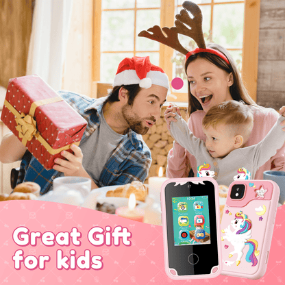Kids Smart Phone for Girls, Christmas Birthday Gifts for Girls Age 3-10 Kids Toys Cell Phone, 2.8" Touchscreen Toddler Learning Play Toy Phone with Dual Camera, Game, Music Player, 32GB Card