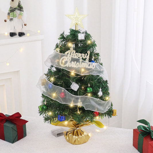 Mini Tabletop Christmas Tree Kit with LED Lights, Ornaments, Gift Boxes & Star Topper – Battery Operated Holiday Decor for Home & Office