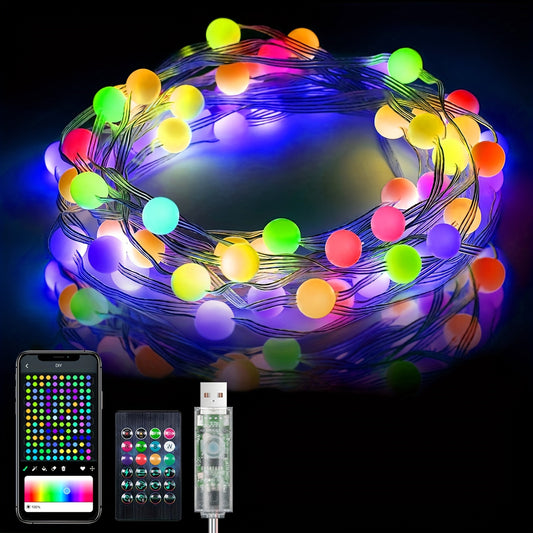 Color Changing Globe String Lights, 33ft 66 Smart Fairy String Lights with APP Control, Mini Ball LED Twinkle Lights Hanging for Indoor Outdoor Bedroom Party Garden Camping Christmas Decoration