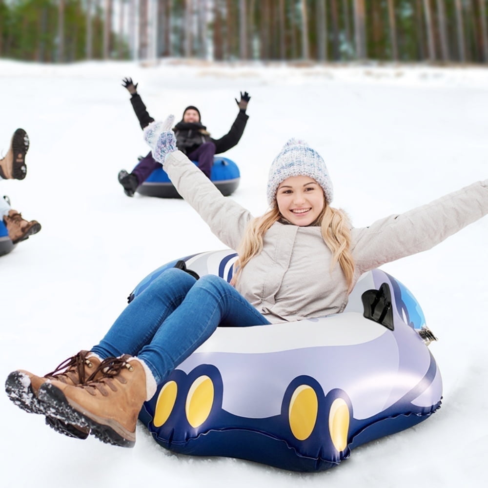 WHATOOK 43in Inflatable Snow Tube, Winter Sledding Disc with Handles for Adults, PVC Snow Sled for Skiing & Outdoor Activities, Holiday Gift
